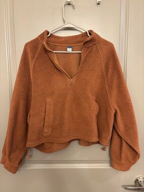 Old Navy Rust Orange Sherpa-Lined Pullover